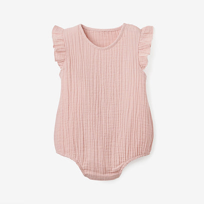 Blush Organic Muslin Baby Bubble Romper