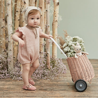 Blush Organic Muslin Baby Bubble Romper