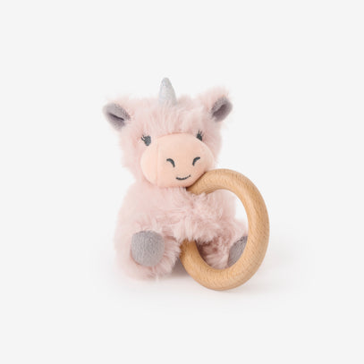 Plush Unicorn Wooden Ring Rattle