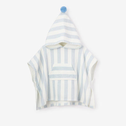 Blue Stripe Hooded Terry Poncho