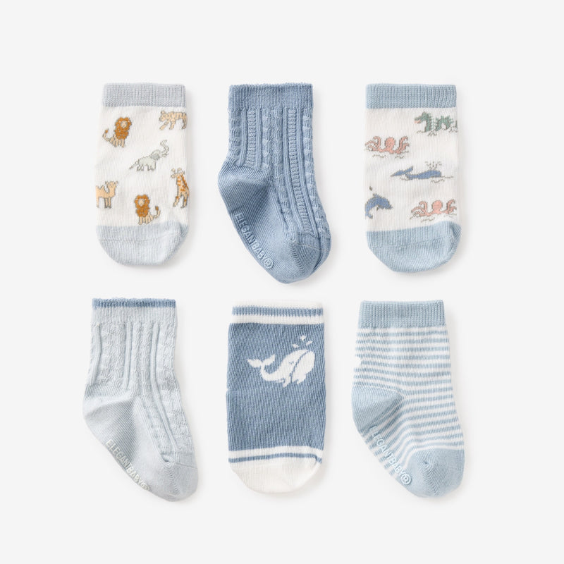 World Explorer Non-Slip Baby Socks 6 Pk