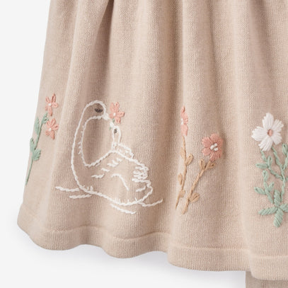 Embroidered Floral Cotton Knit Dress