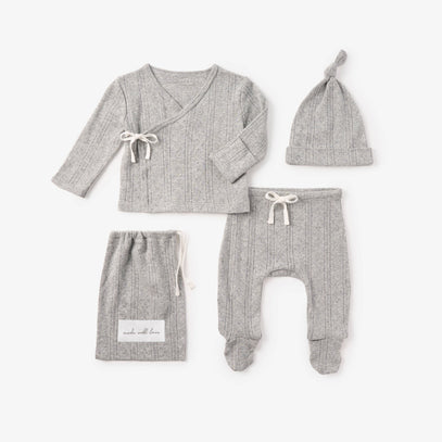 Gray Pointelle Layette Gift Set