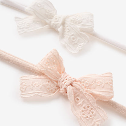 Eyelet Lace Bow Headband 2 Pk