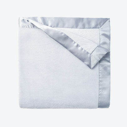 Pale Blue Satin Trim Flannel Fleece Baby Stroller Blanket
