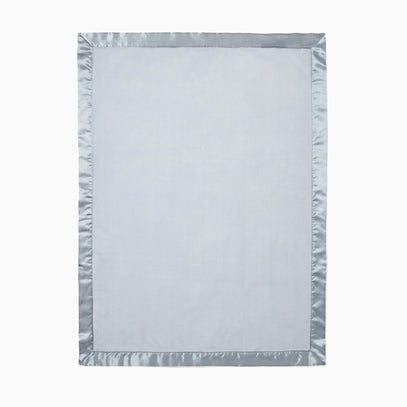 Pale Blue Satin Trim Flannel Fleece Baby Stroller Blanket