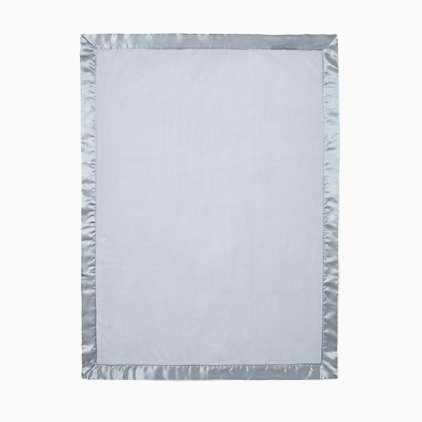 Pale Blue Satin Trim Flannel Fleece Baby Stroller Blanket