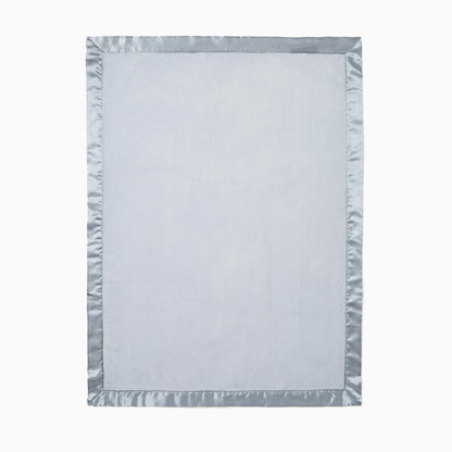Pale Blue Satin Trim Flannel Fleece Baby Stroller Blanket