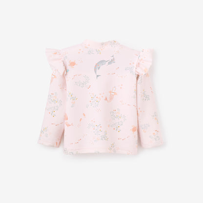 Pink Sea Magic Flutter Sleeve Baby Rash Guard