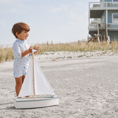 Pale Blue Ocean Adventure Baby Rash Guard