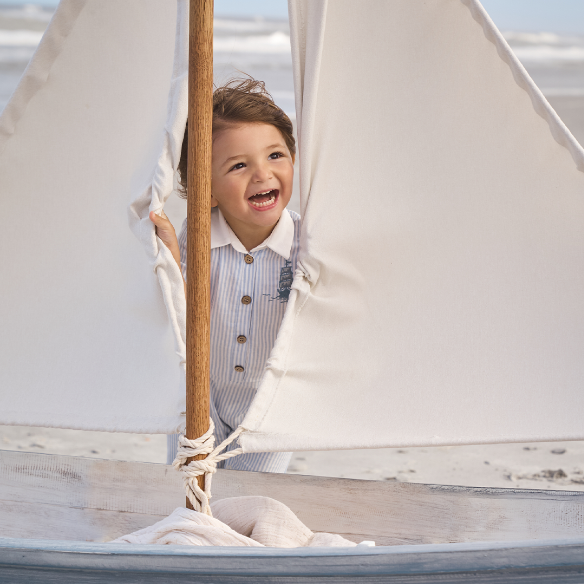 Boat Embroidered Oxford Stripe Shortall