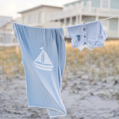 Nautical Cotton Cable Knit Blanket