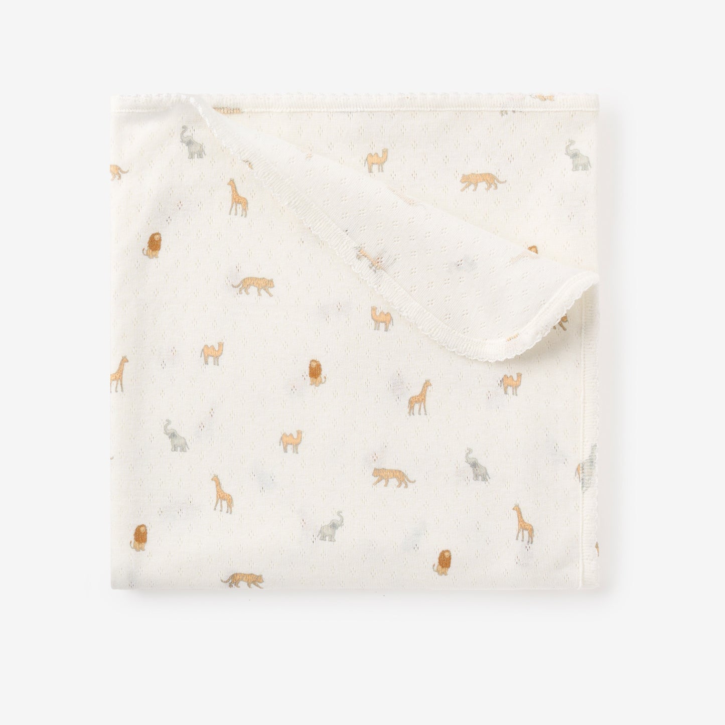 Neutral Safari Print Organic Cotton Pointelle Baby Blanket