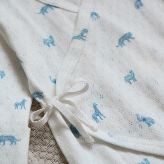 Pointelle Emblem Layette Set-Light Blue main image 0