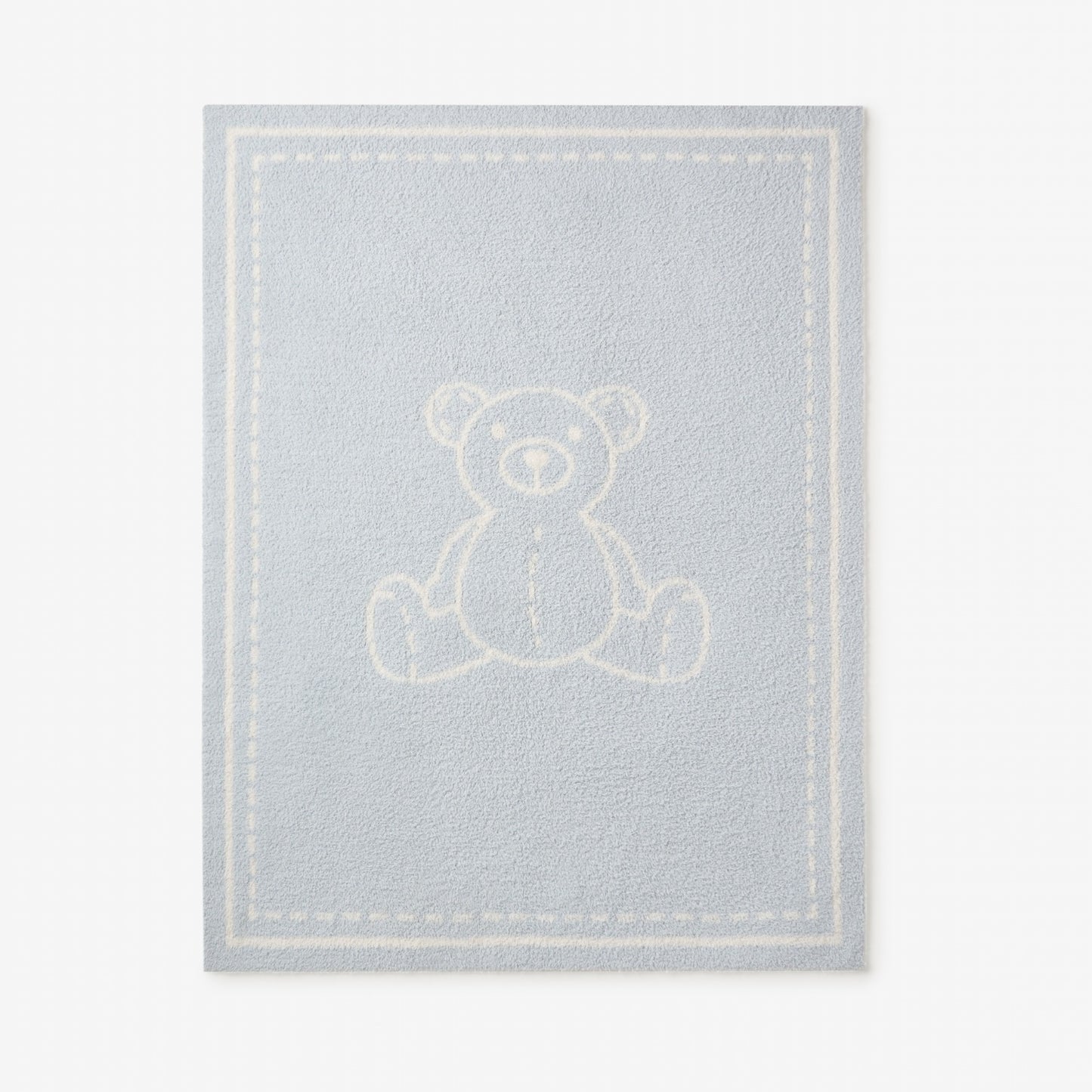 Pale Blue Teddy Bear Feather Knit Baby Blanket