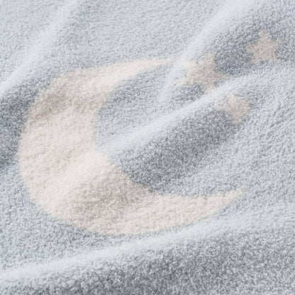 Pale Blue Celestial Feather Knit Baby Blanket