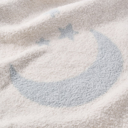 Pale Blue Celestial Feather Knit Baby Blanket