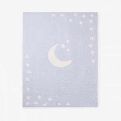 Pale Blue Celestial Feather Knit Baby Blanket