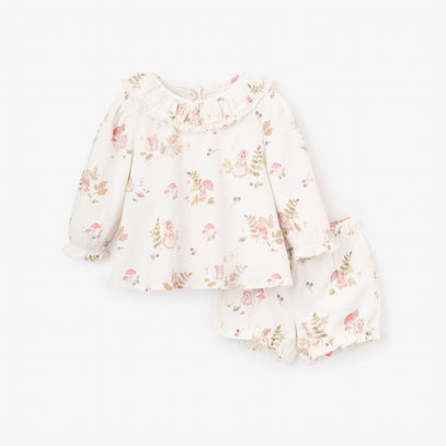 Magical Mouse Print Mini Cord Collared Tunic + Bloomer Set