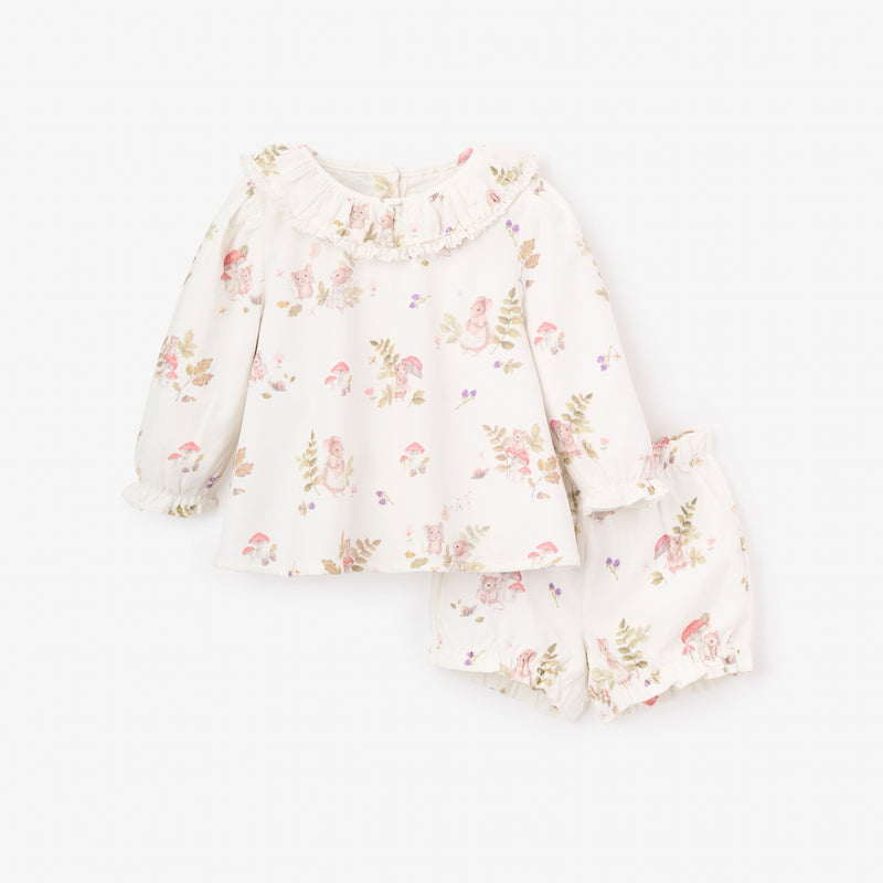 Magical Mouse Print Mini Cord Collared Tunic + Bloomer Set