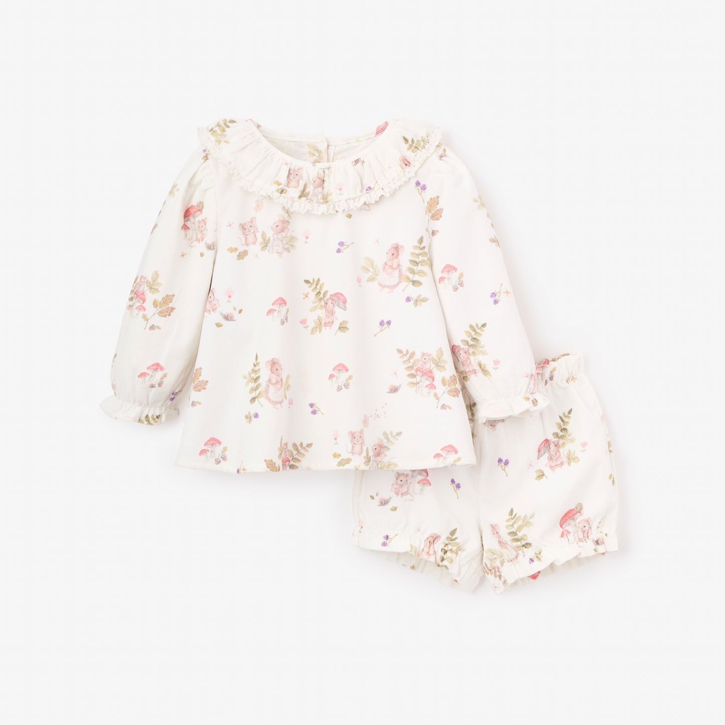 Magical Mouse Print Mini Cord Collared Tunic + Bloomer Set