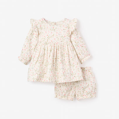 Folklore Floral Organic Muslin Dress+ Bloomer