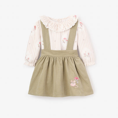 Magical Mouse Cameo Stripe Mini Cord Top +  Pinafore Dress Set