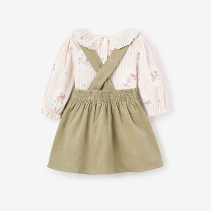 Magical Mouse Cameo Stripe Mini Cord Top +  Pinafore Dress Set