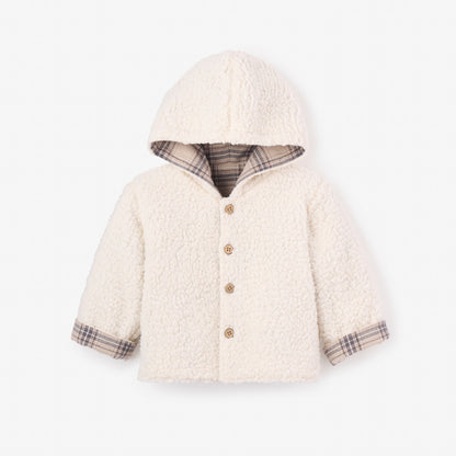 Neutral Plaid Sherpa Lined Reversible Jacket