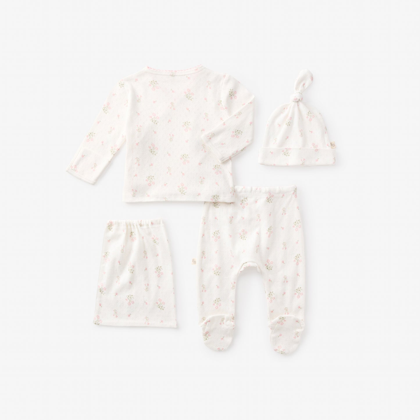 Folklore Floral Organic Cotton Pointelle Layette 3PC Set