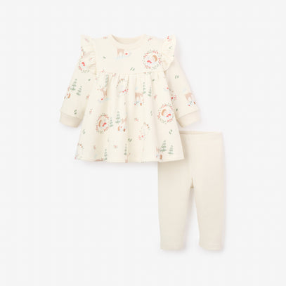 Forest Holiday Organic Print Fleece Set