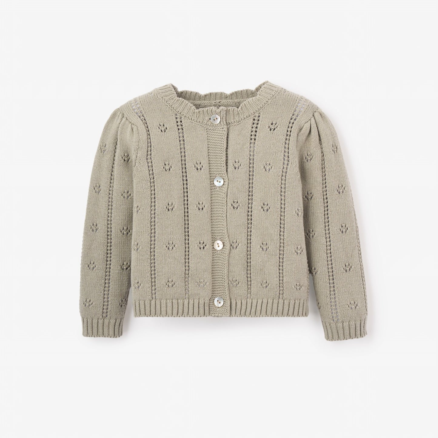 Sage Pointelle Knit Baby Cardigan