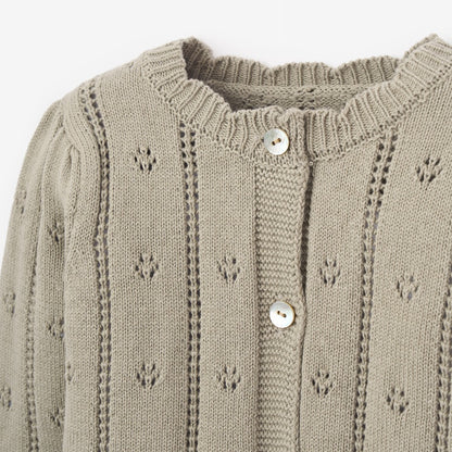 Sage Pointelle Knit Baby Cardigan