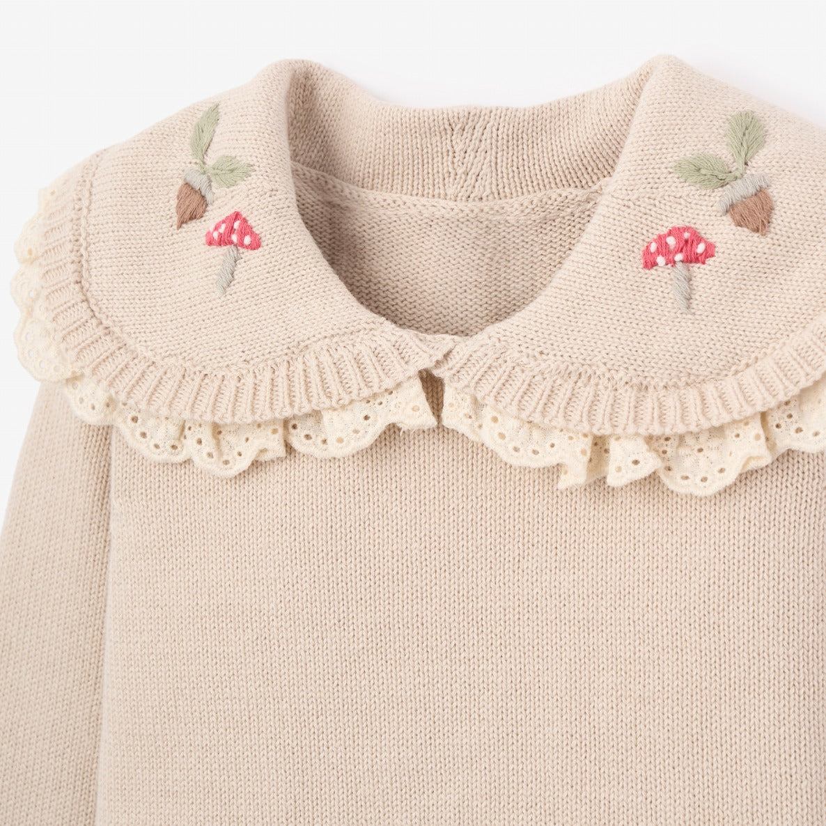 Mushroom Embroidered Collar Sweater + Skirt Set