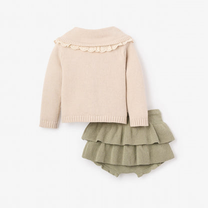 Mushroom Embroidered Collar Sweater + Skirt Set