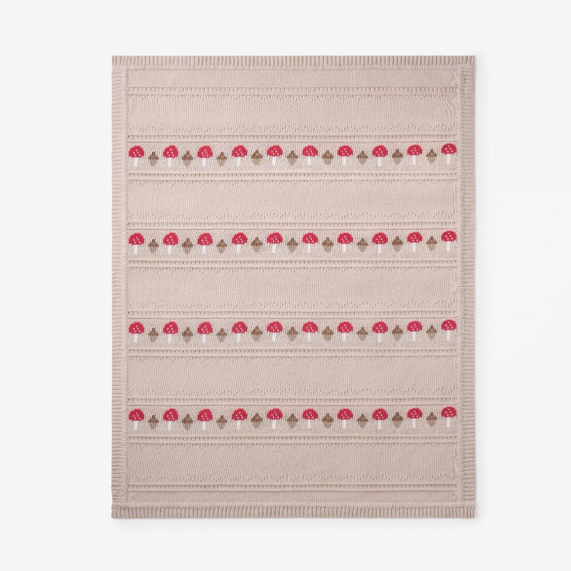 Mushroom Fairisle Knit Baby Blanket