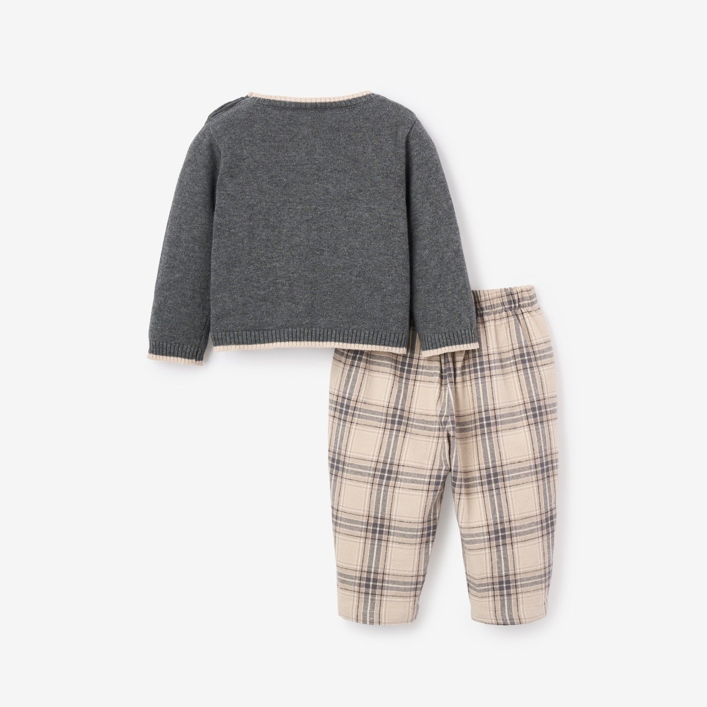 Wolf Knit Sweater + Plaid Pant Set
