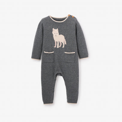Wolf Knit Baby Jumpsuit
