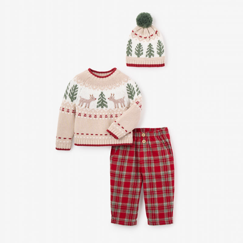 Holiday Fairisle Sweater + Tartan Pant Set