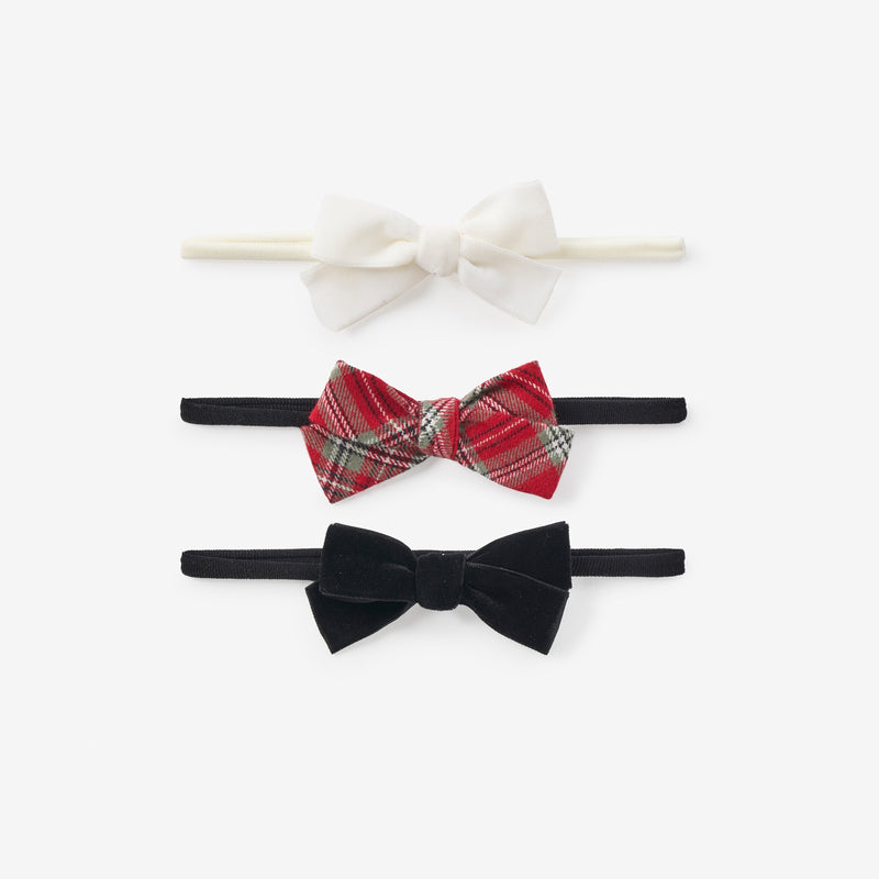 Holiday Tartan + Velvet Headband Set 3 pk