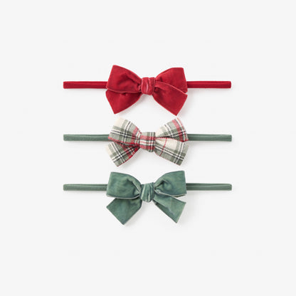 Winter Tartan + Velvet Headband Set 3 pk