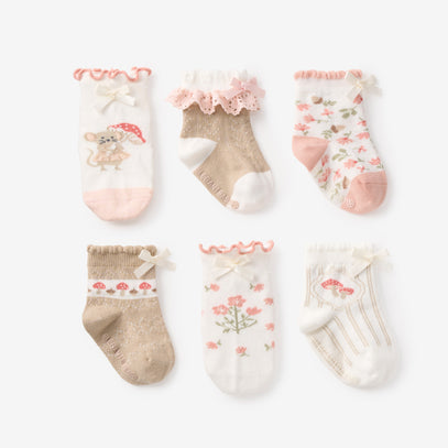 Magical Mouse Non Slip Baby Socks 6pk