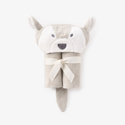 Gray Wolf Hooded Baby Bath Wrap