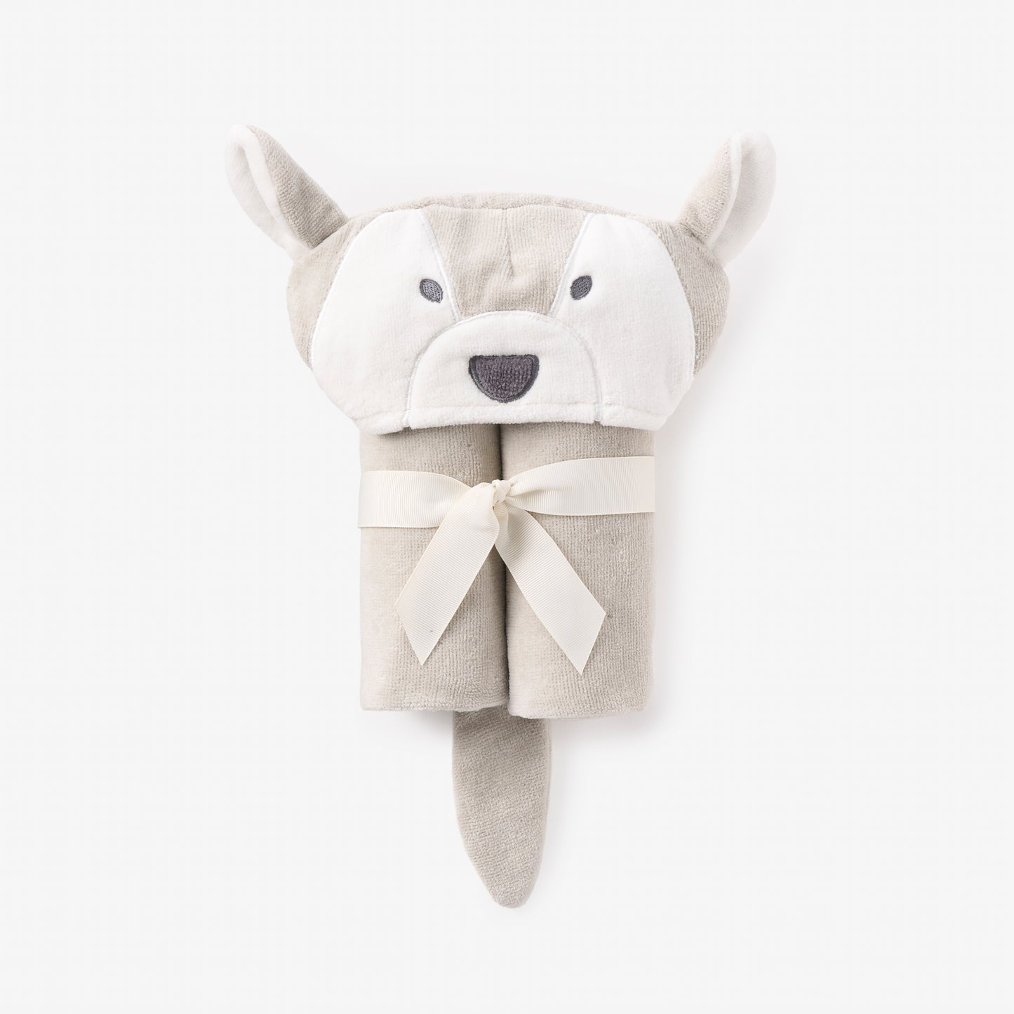Gray Wolf Hooded Baby Bath Wrap