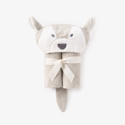 Gray Wolf Hooded Baby Bath Wrap