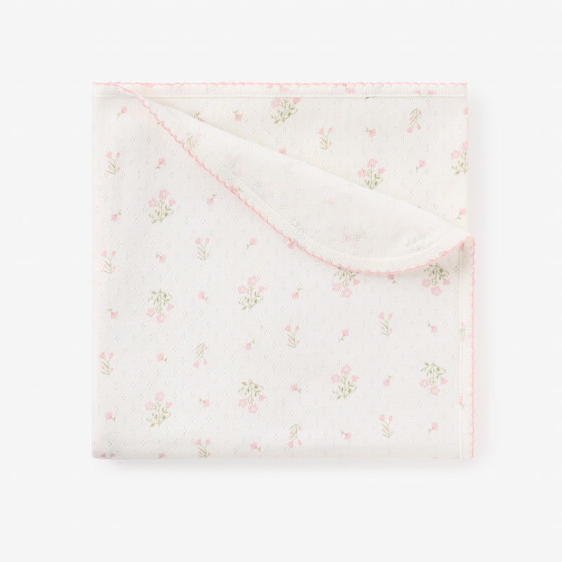 Folklore Floral Print Organic Cotton Pointelle Baby Blanket
