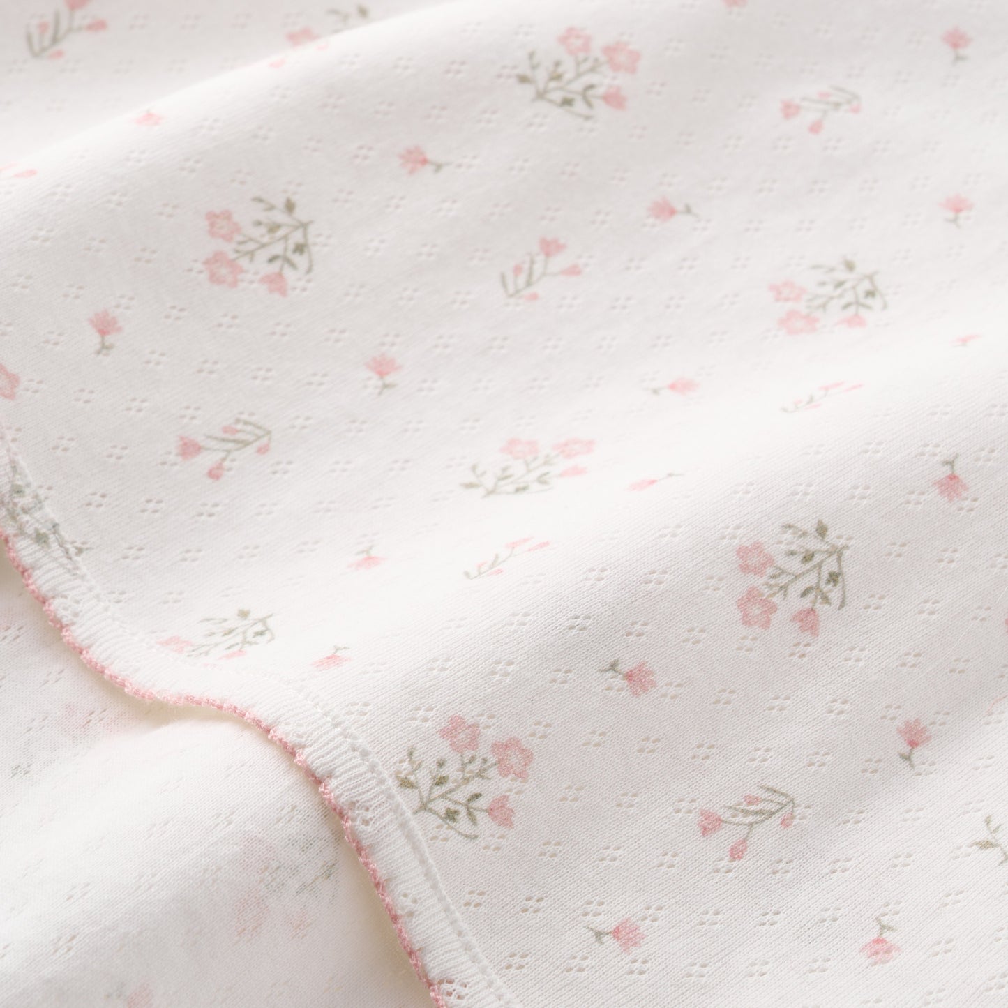 Folklore Floral Print Organic Cotton Pointelle Baby Blanket