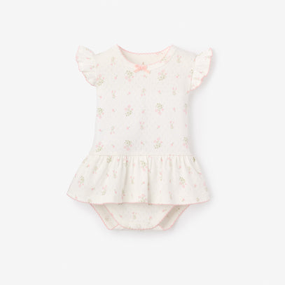 Folklore Floral Organic Cotton Pointelle Bubble Romper