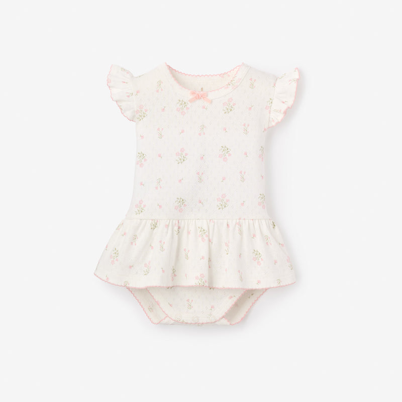 Folklore Floral Organic Cotton Pointelle Bubble Romper