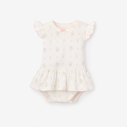Folklore Floral Organic Cotton Pointelle Bubble Romper